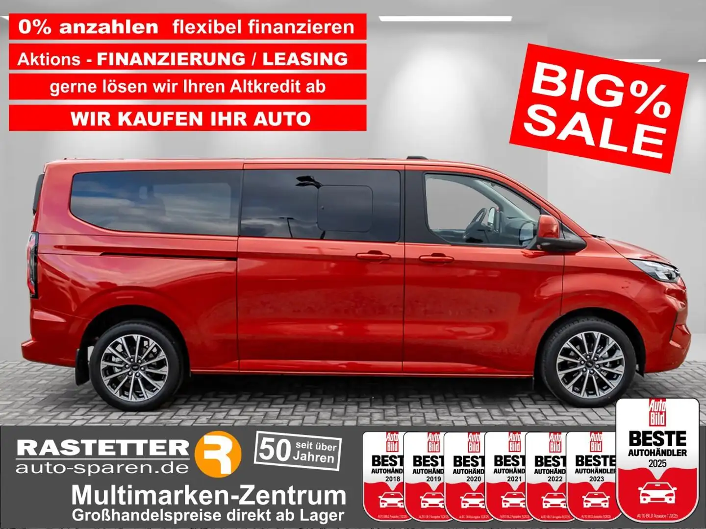 Ford Tourneo Custom L2 Titanium X 8S 5Jahre+Leder+Navi+360+19Z+ACC+Ind Czerwony - 1