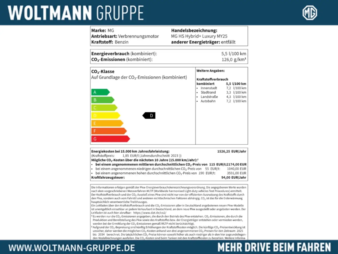 MG HS Hybrid+ Comfort TOP FINANZ* versch. Farben Blauw - 2