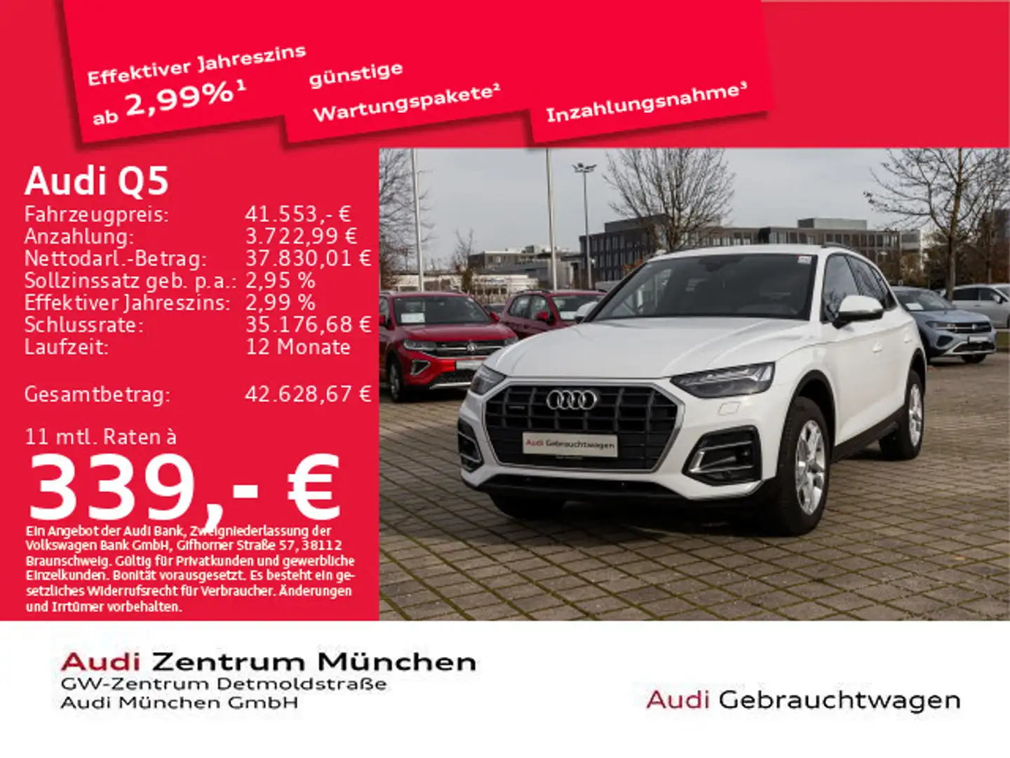Audi Q5 40 TFSI qu. S tronic S line AHK/Matrix/Virtua Weiß - 1