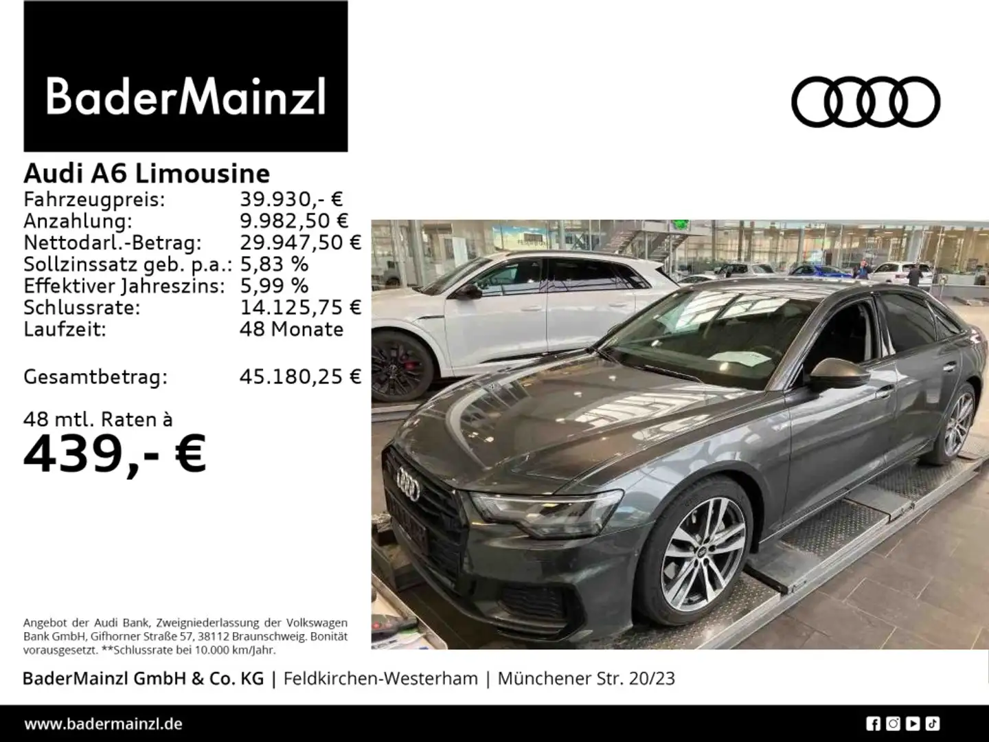 Audi A6 45 TFSI quattro S line AHK Stdhz Gris - 1