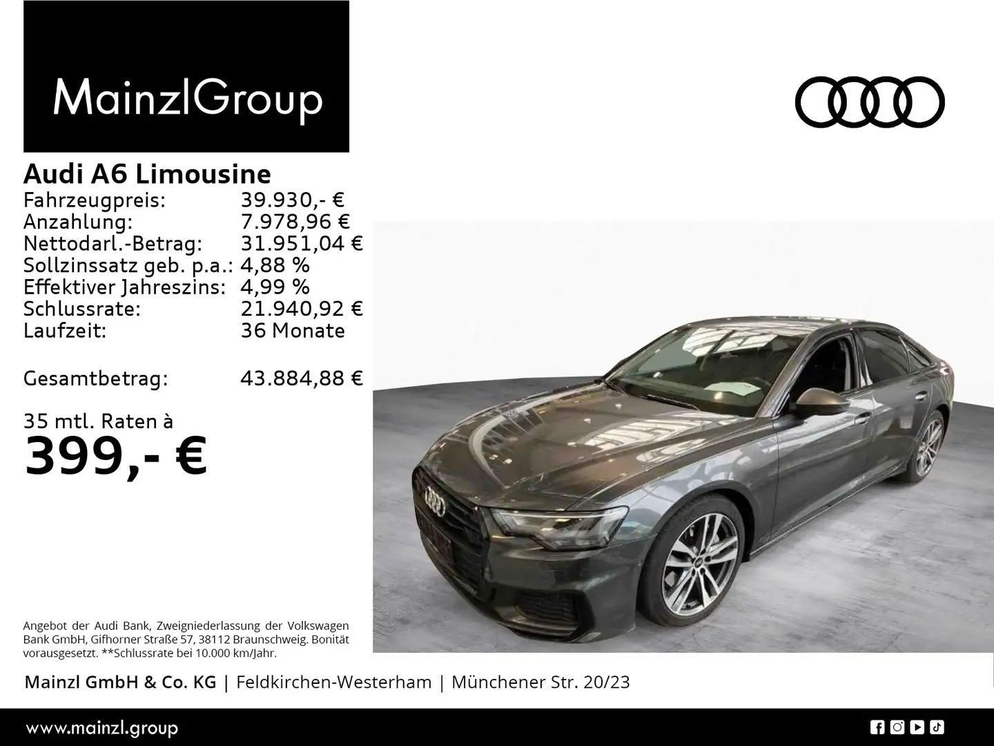 Audi A6 45 TFSI quattro S line AHK Stdhz Grau - 1