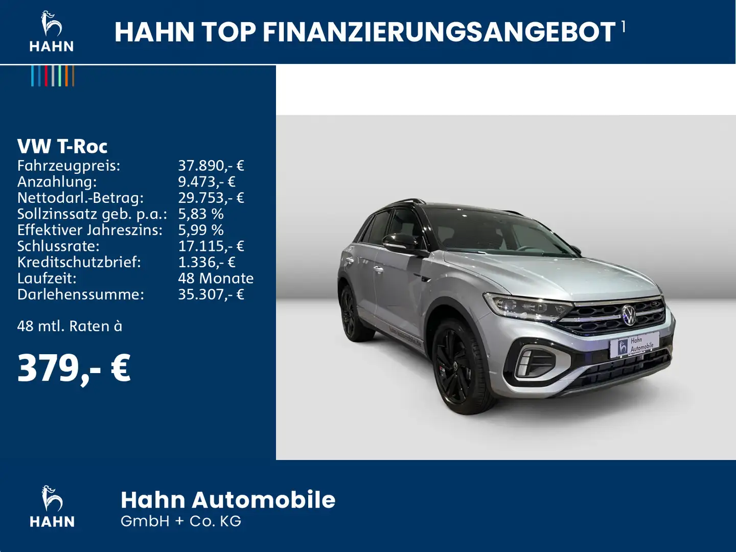Volkswagen T-Roc R-Line 2.0 l TSI OPF 4MOTION DSG AHK Navi Silber - 2
