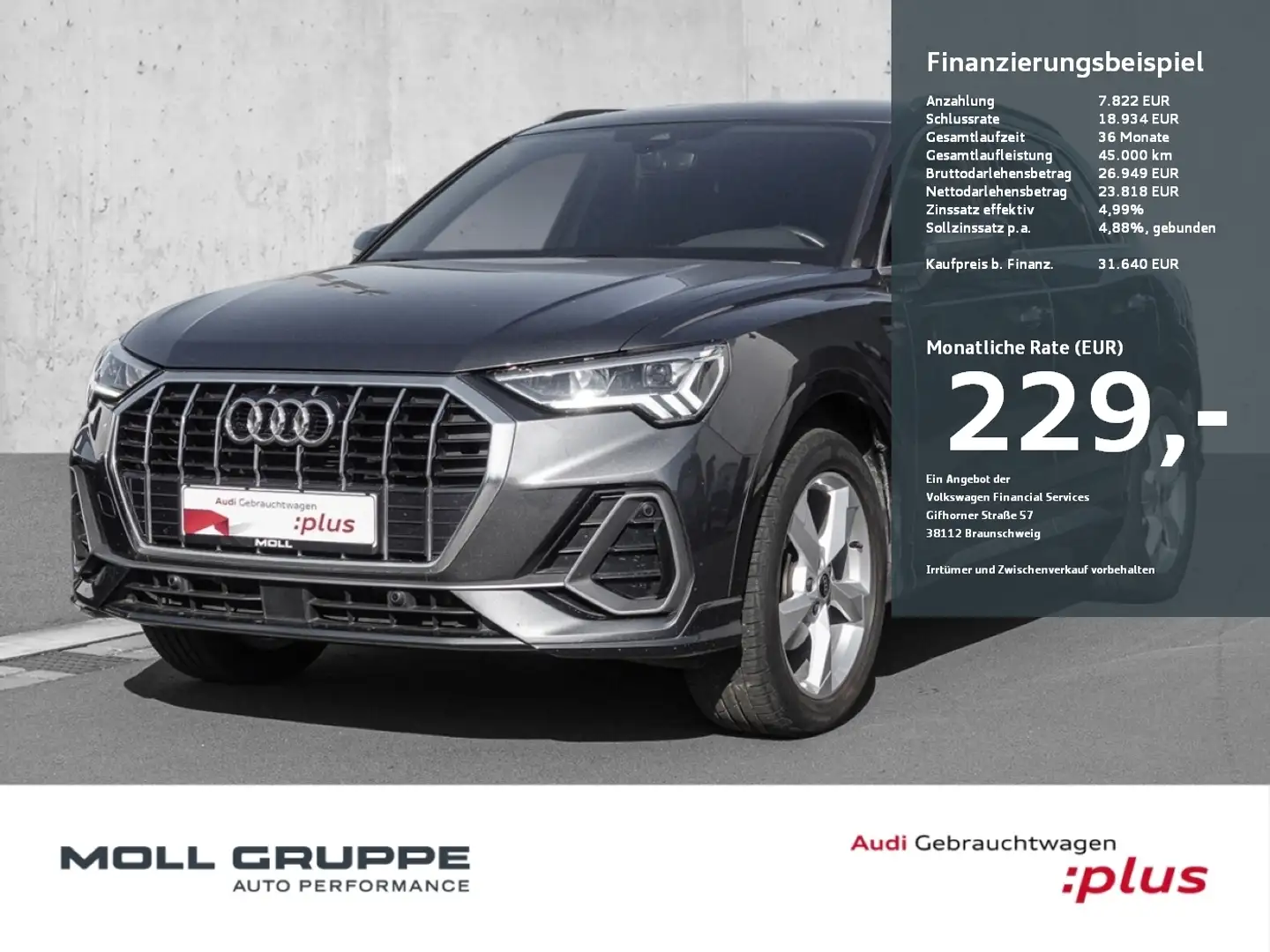 Audi Q3 S line NAVI LM EL.HECK ACC PDC Grau - 1