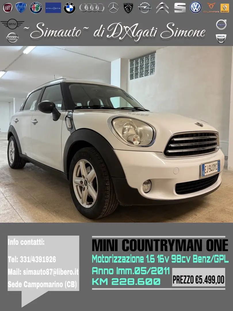 MINI One Countryman Mini Countryman R60 1.6 16v 98cv benz/gpl Bílá - 1