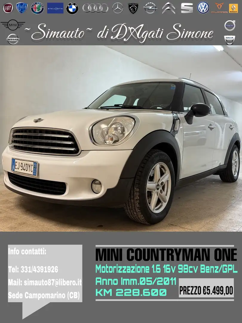 MINI One Countryman Mini Countryman R60 1.6 16v 98cv benz/gpl Bílá - 2