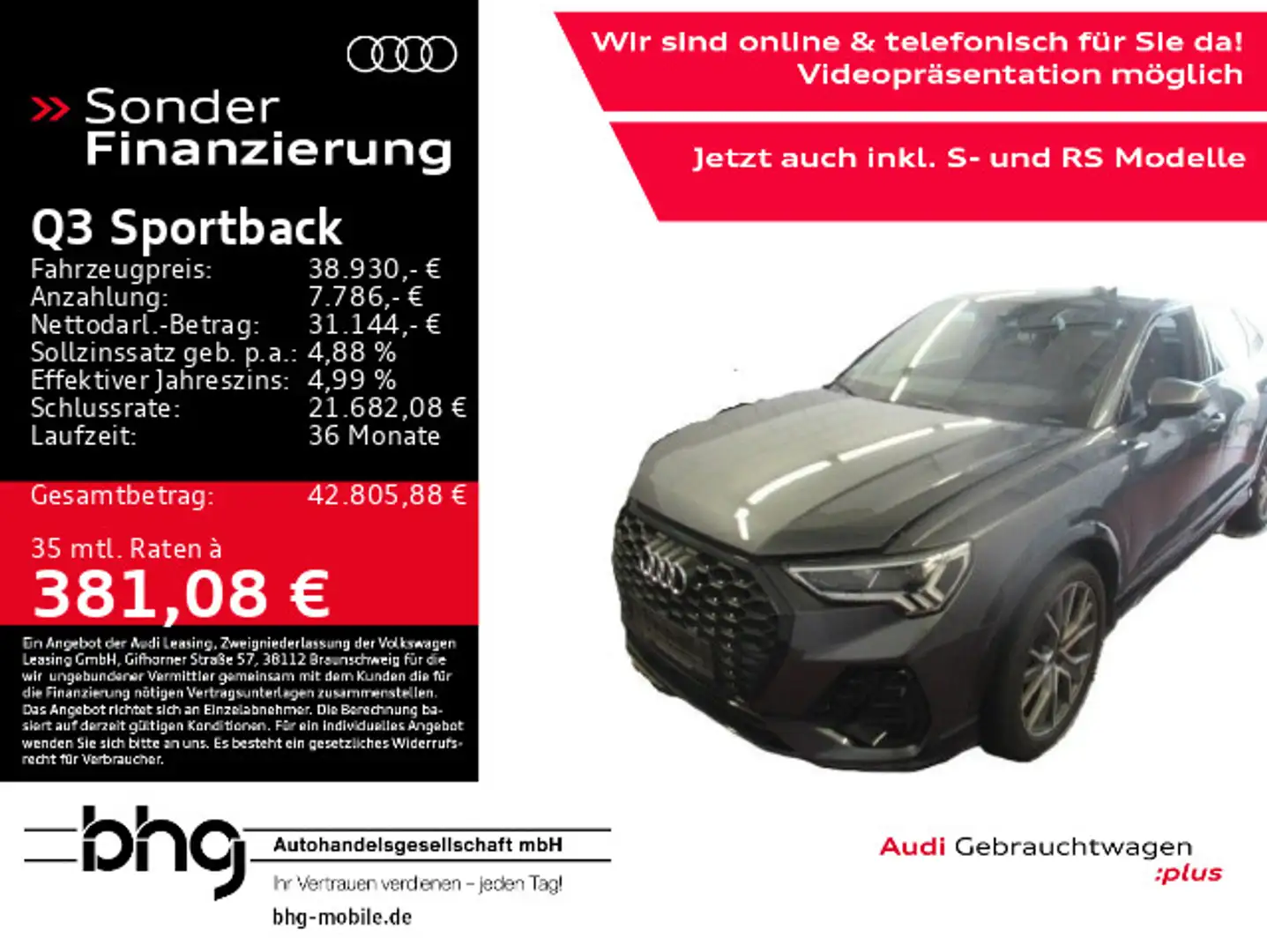 Audi Q3 40 TFSI quattro S line Optik Assist Grau - 1