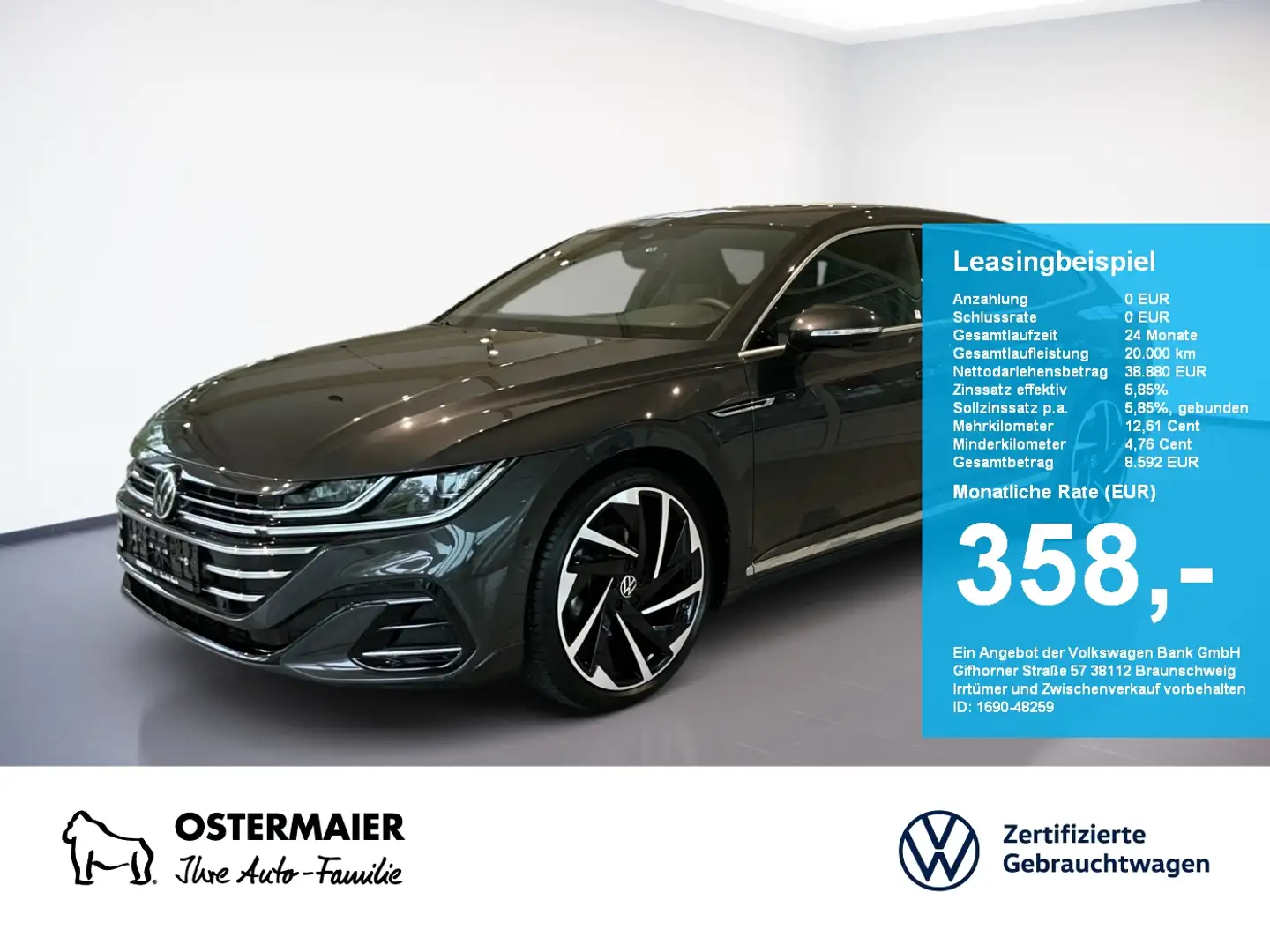 Volkswagen Arteon Shootingbrake R-LINE 2.0TSI 190PS DSG ACC.5J-G.AHK Grigio - 1