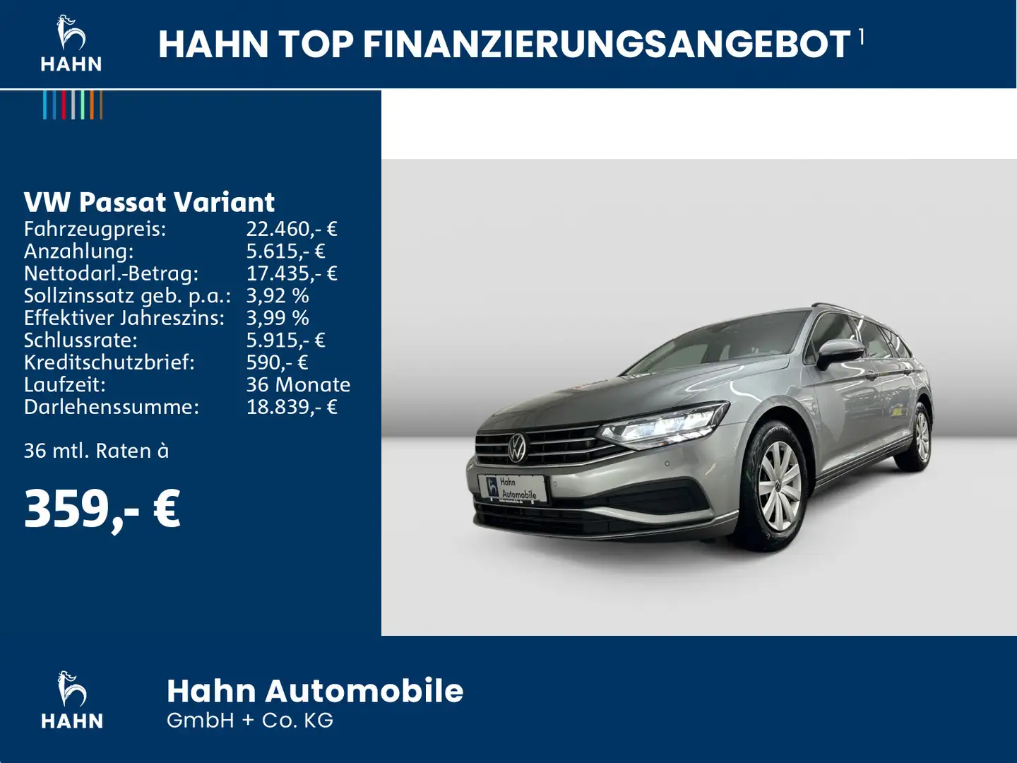 Volkswagen Passat Variant 2.0TDI DSG ACC AHK Cam Navi Sitzh Silber - 2
