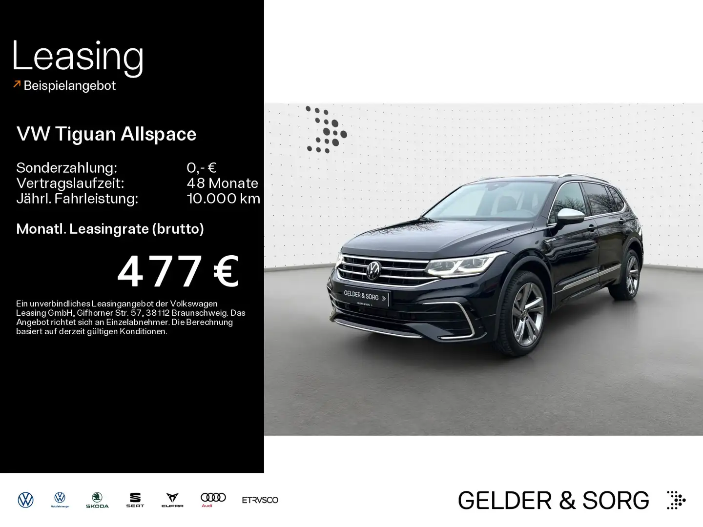 Volkswagen Tiguan Allspace R-Line 2.0 TDI Leder*7Sitze*Pano Schwarz - 1