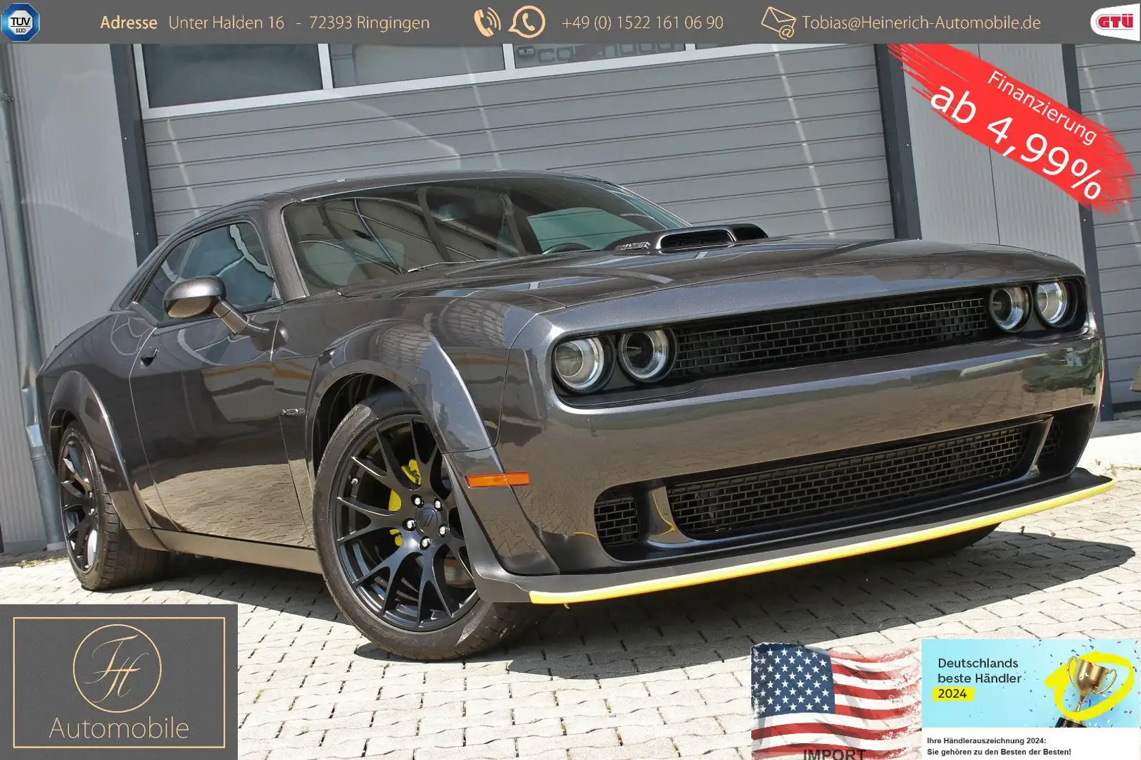 Dodge Challenger WIDEBODY 5.7 HEMI*381PS*SHAKER*Leder Grijs - 1