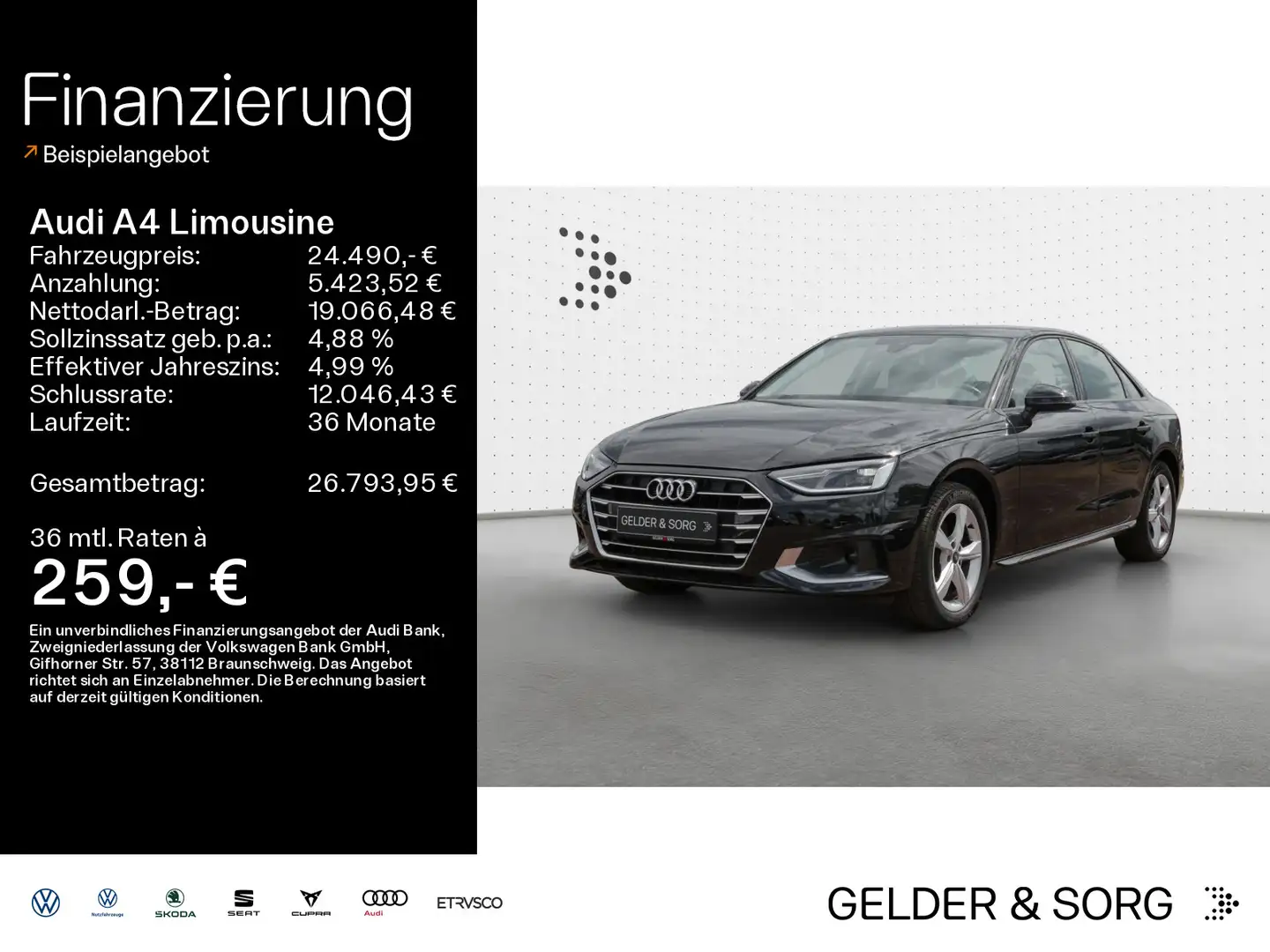 Audi A4 advanced 35 TDI Navi*PDC*DAB*LED*GR Noir - 1
