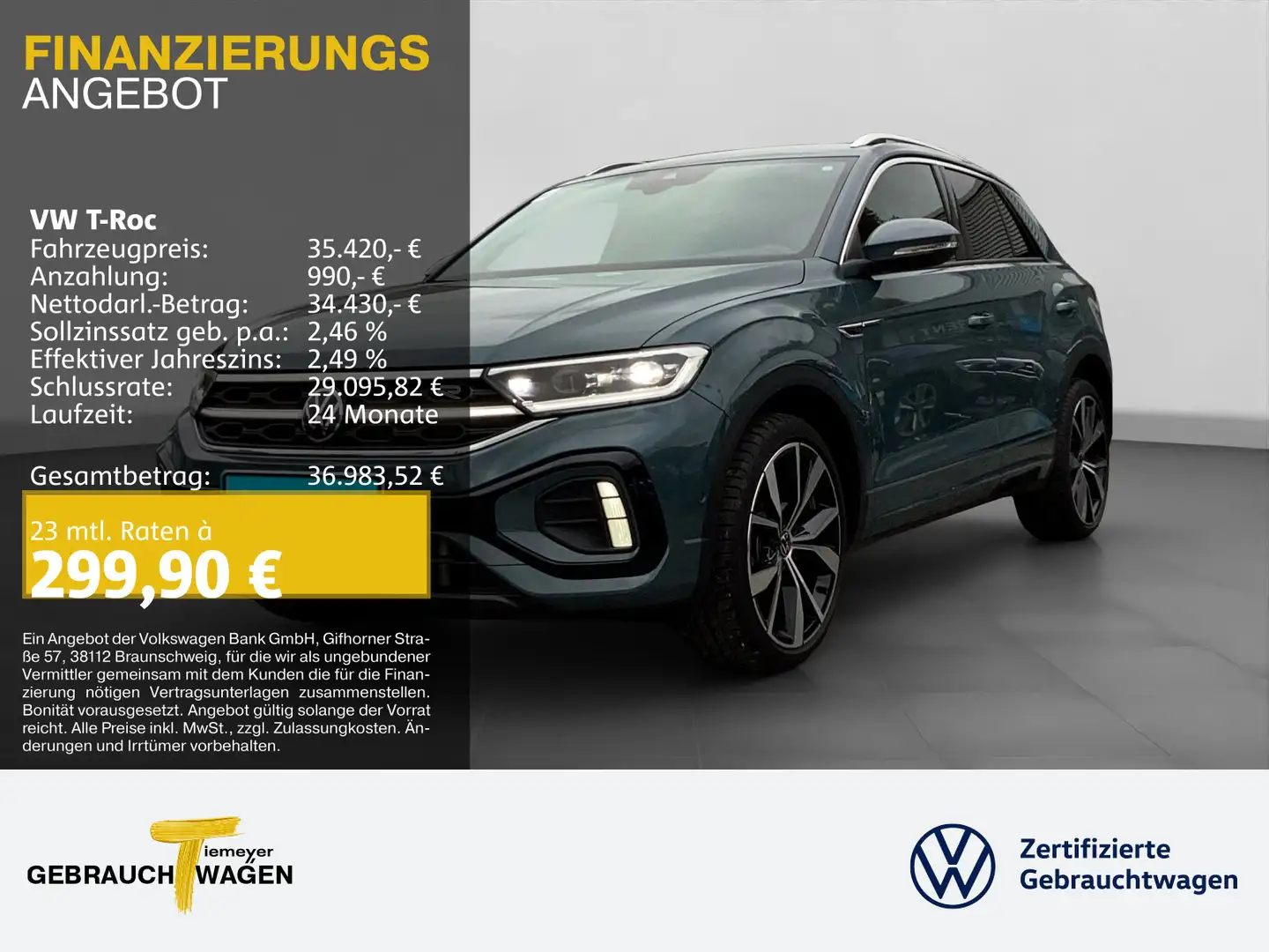 Volkswagen T-Roc 2.0 TDI DSG R-LINE LM19 AHK KAMERA MATRIX Blau - 1
