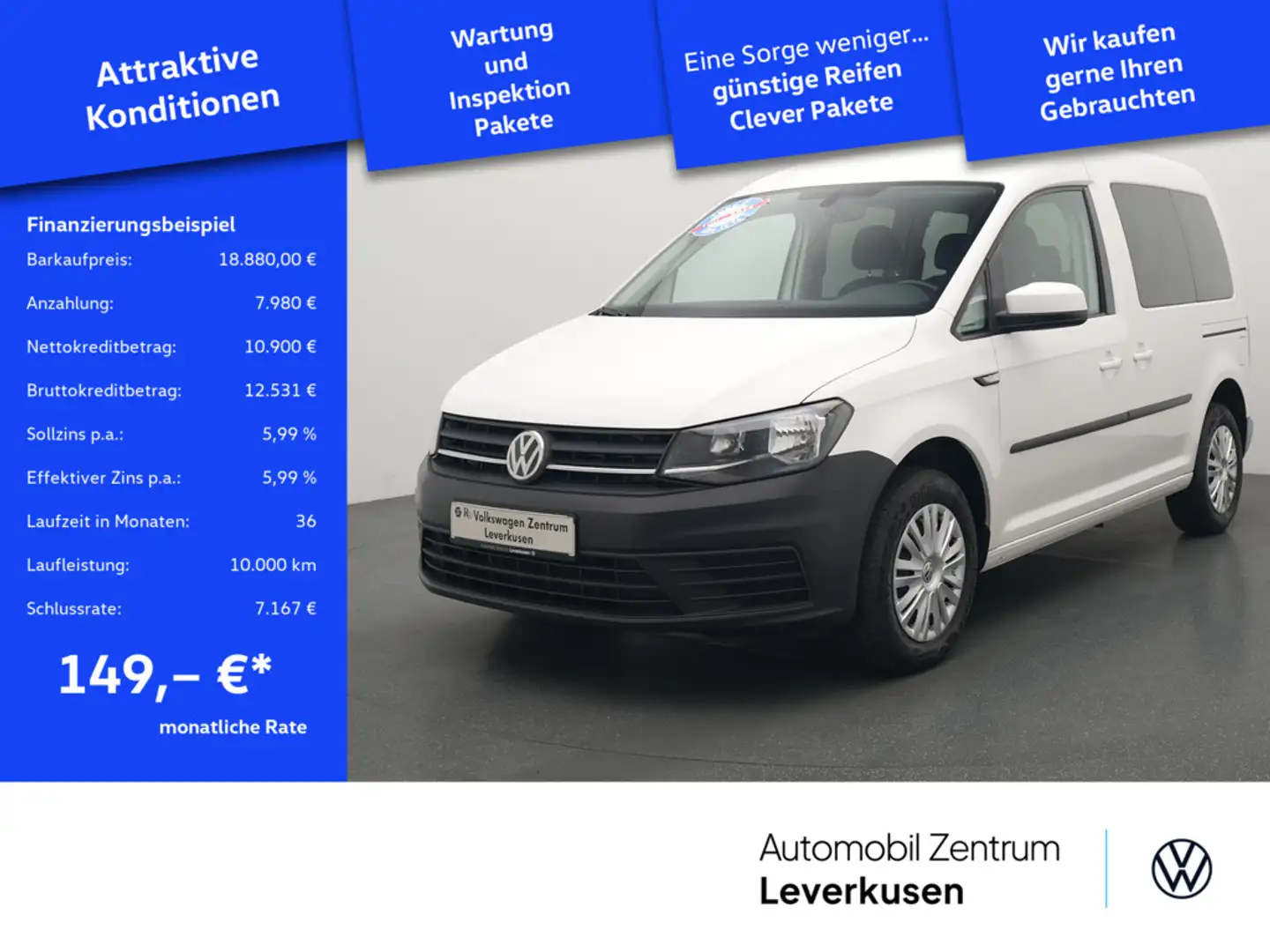 Volkswagen Caddy Trendline PORT NAVI AHK SHZ PDC KLIMA Weiß - 1