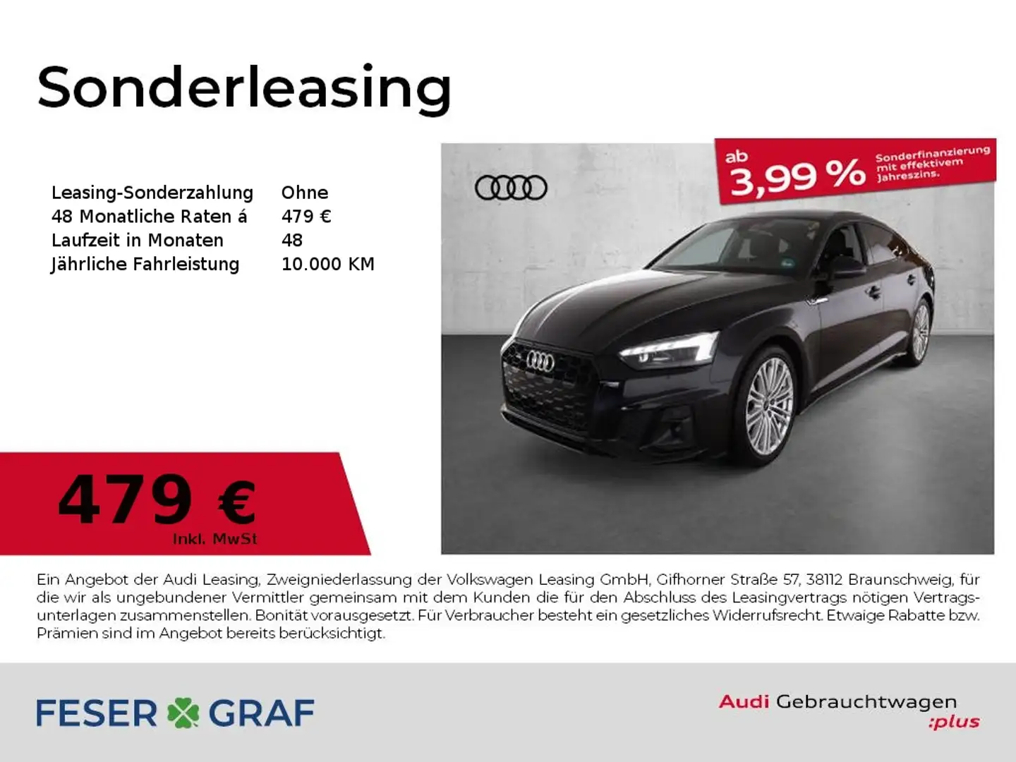 Audi A5 Sportback 40 TFSI quattro S-Line S tronic Schwarz - 1