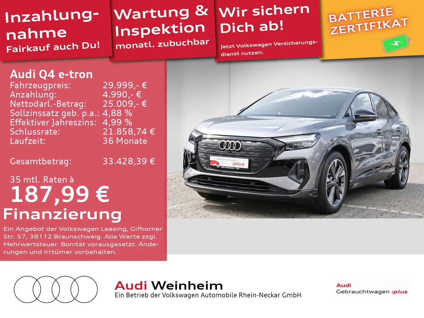 Audi Q4 e-tron Sportback 40 Black-Paket 2xS-Line LED Gris - 1