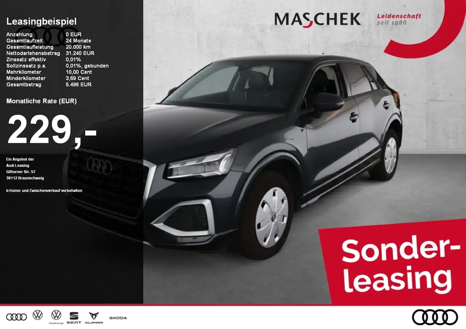 Audi Q2 Advanced 35 TFSI AHK Pano Naviplus Leder Matrix Grau - 1