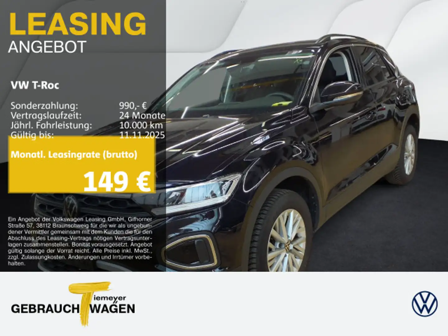 Volkswagen T-Roc 1.0 TSI LIFE NAVI DAB WINTERPKT PRIVACY Schwarz - 1