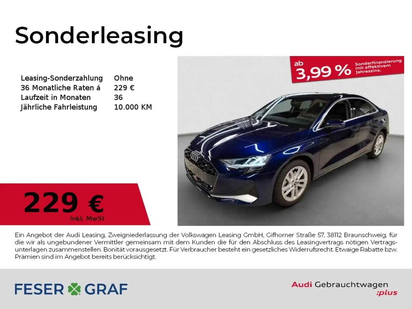 Audi A3 Limousine 30 TFSI advanced S tronic Navi LED Blau - 1