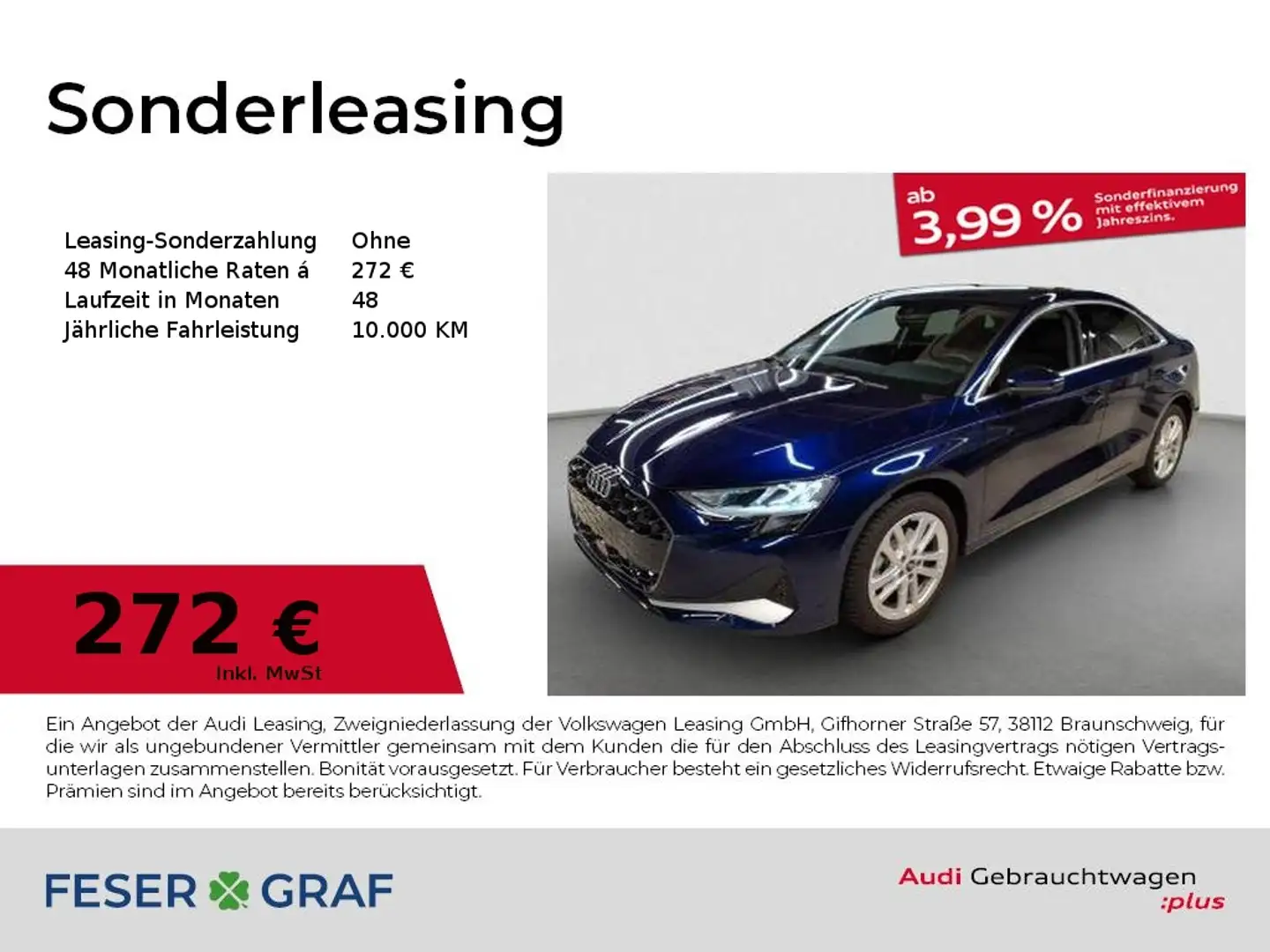 Audi A3 Limousine 30 TFSI advanced S tronic Blau - 1