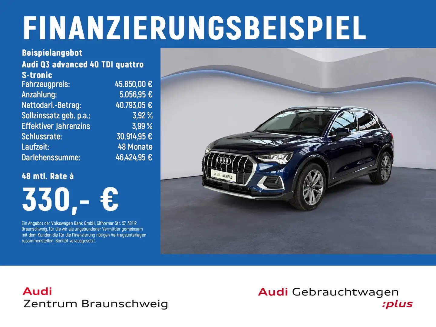Audi Q3 advanced 40 TDI quattro S-tronic MATRIX-LED+PAN... Blau - 2