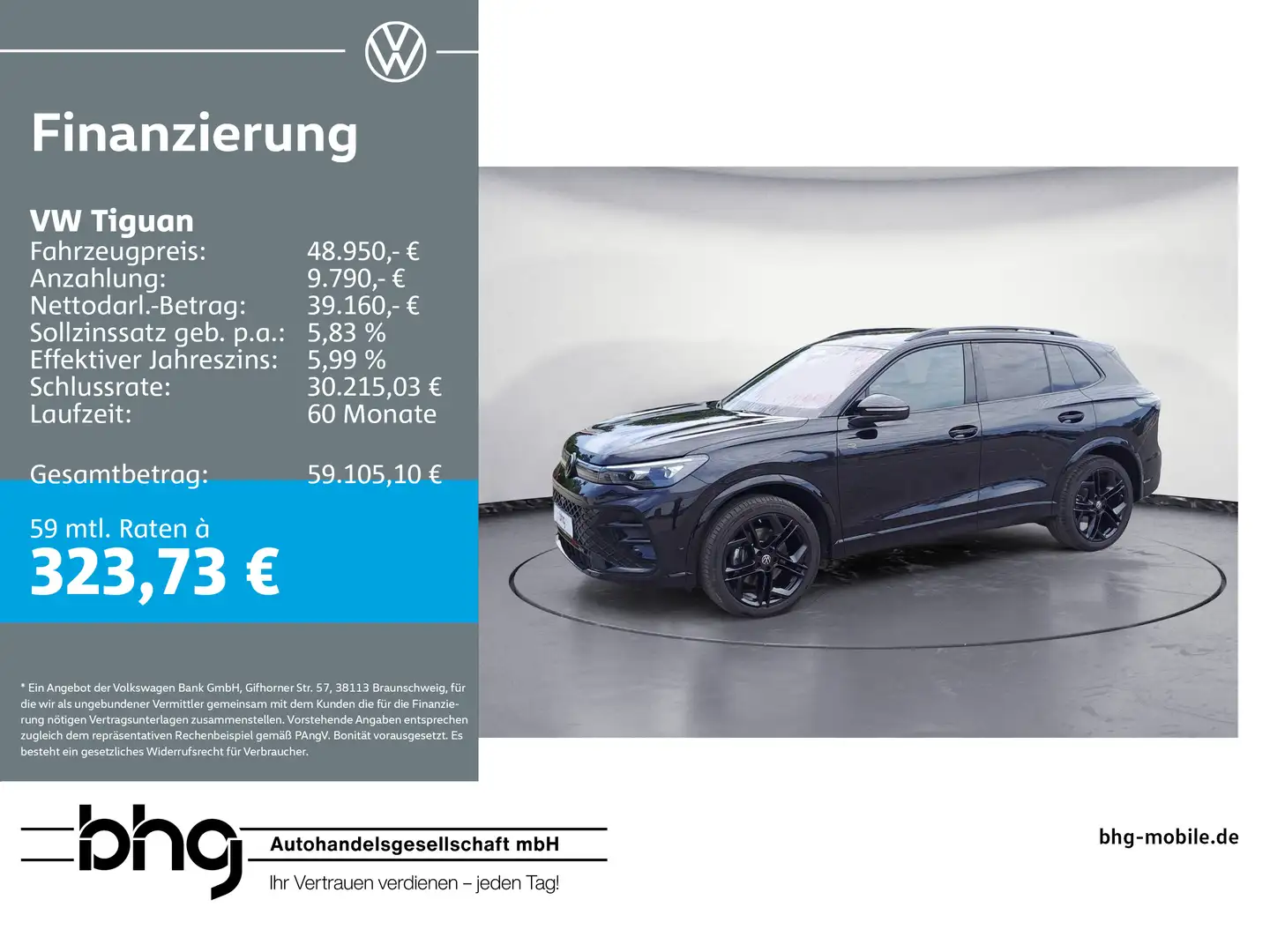 Volkswagen Tiguan 2.0 TDI DSG 4Motion R-Line *AHK*HARMAN-KA Schwarz - 1