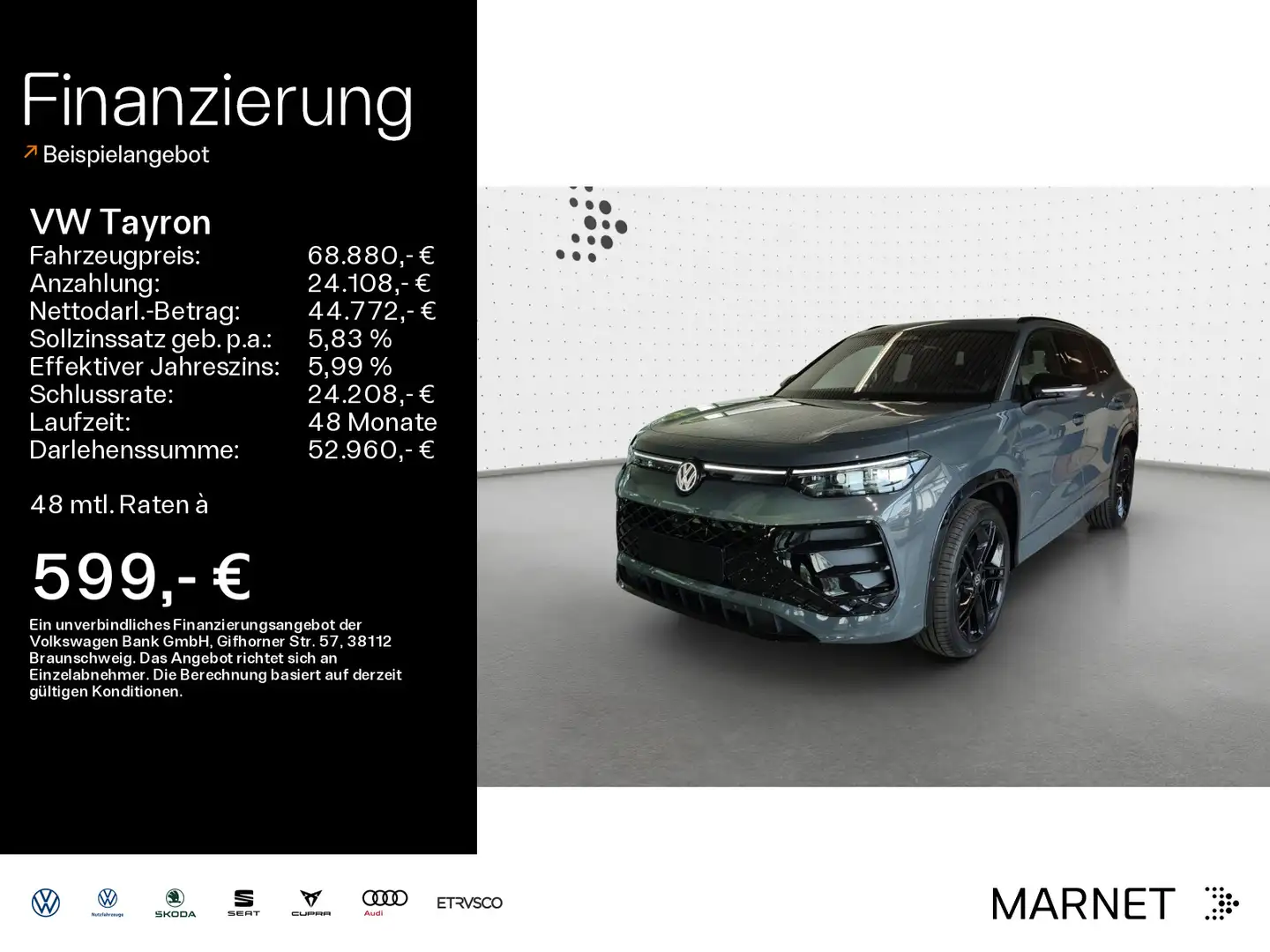 Volkswagen Tayron 2.0 TDI 4M DSG R-Line AHK*NAV*20Z*MATRIX* Grijs - 1