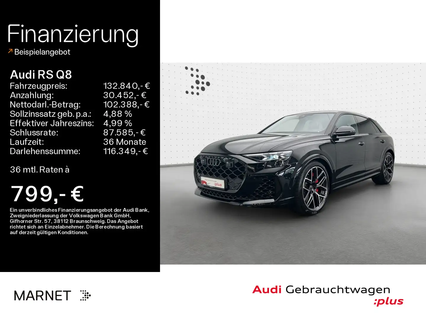Audi RS Q8 quattro*Navi*Matrix*Alu*HUD*AHK*B&O*PDC*Pa Schwarz - 1