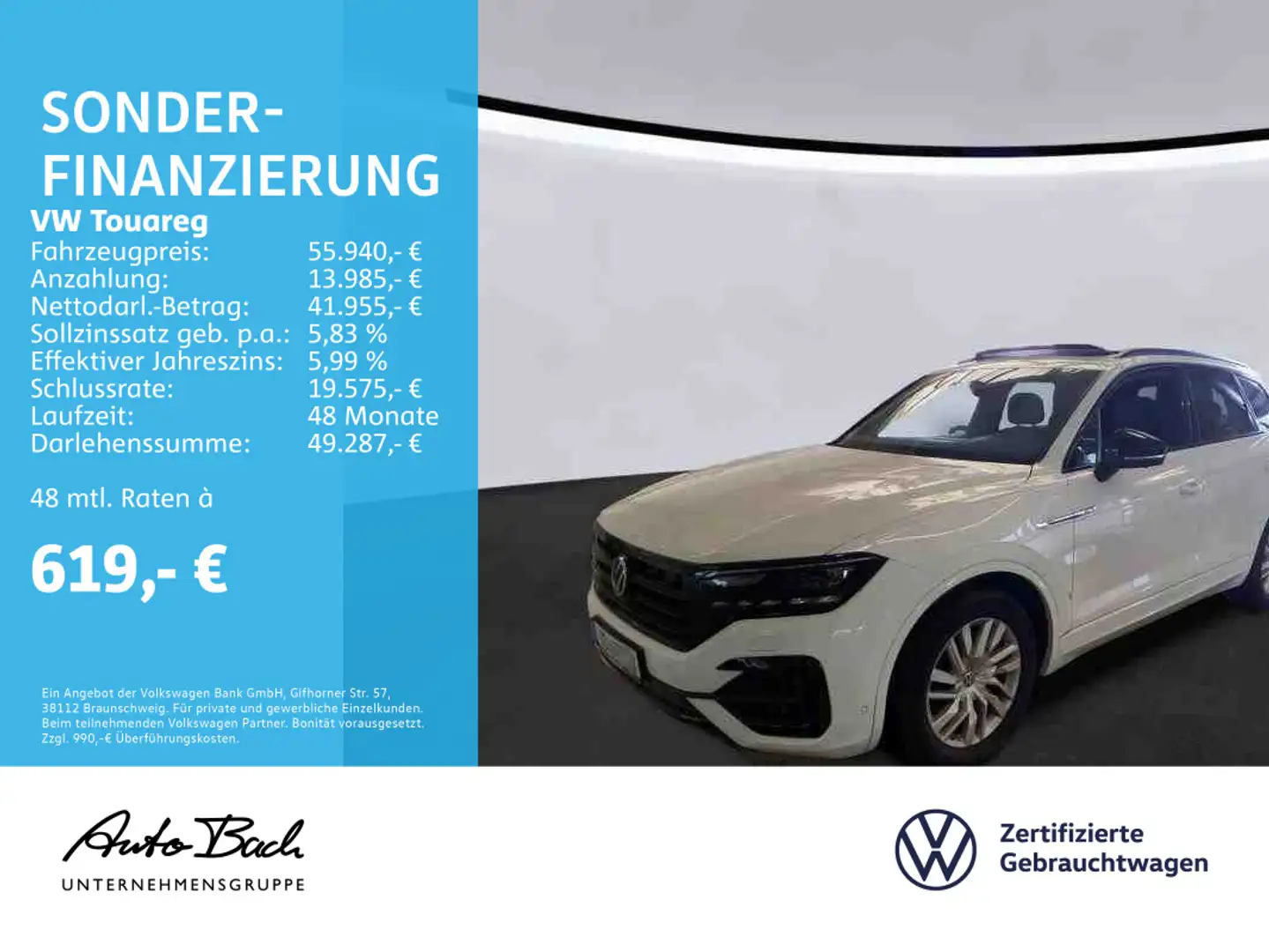 Volkswagen Touareg 3.0 V6 TDI R-Line Black Style, Luftfahrw Weiß - 1