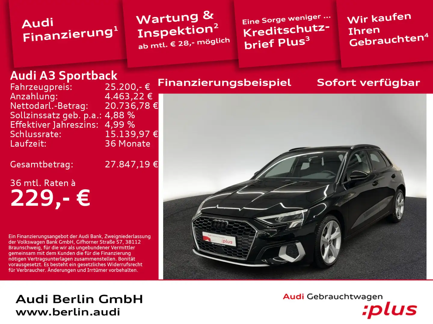 Audi A3 Advanced 30 TDI S tr. AHK LED NAVI Schwarz - 1