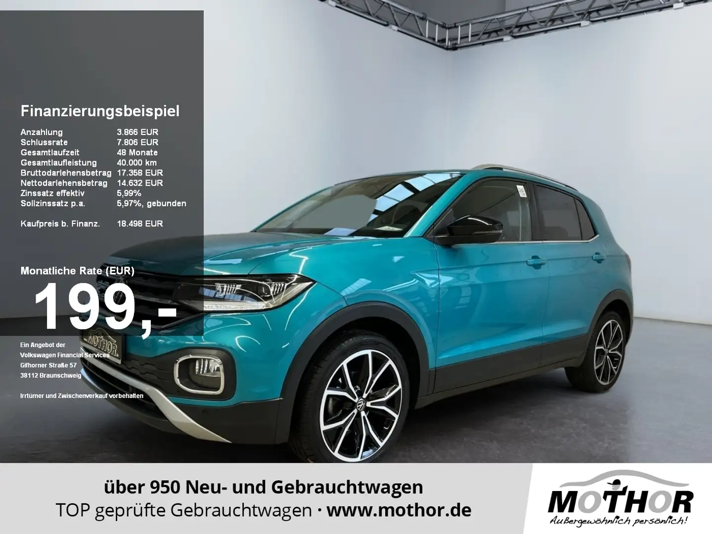 Volkswagen T-Cross Style 1.0 TSI Climatronic 2-Zonen Grün - 1