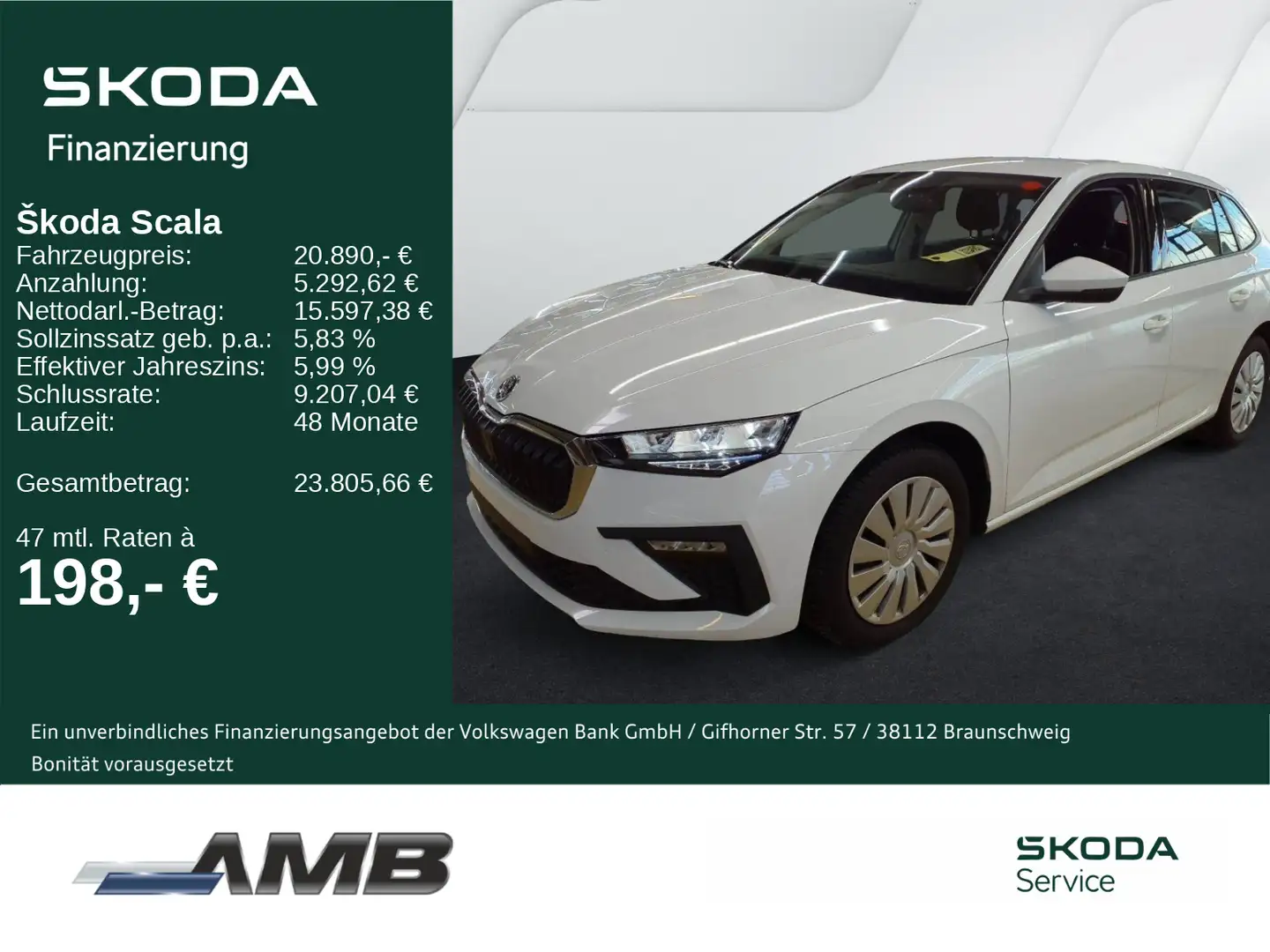 Skoda Scala Essence 1.0 TSI DSG/LED/Sitzh/Einparkhilfe Weiß - 1