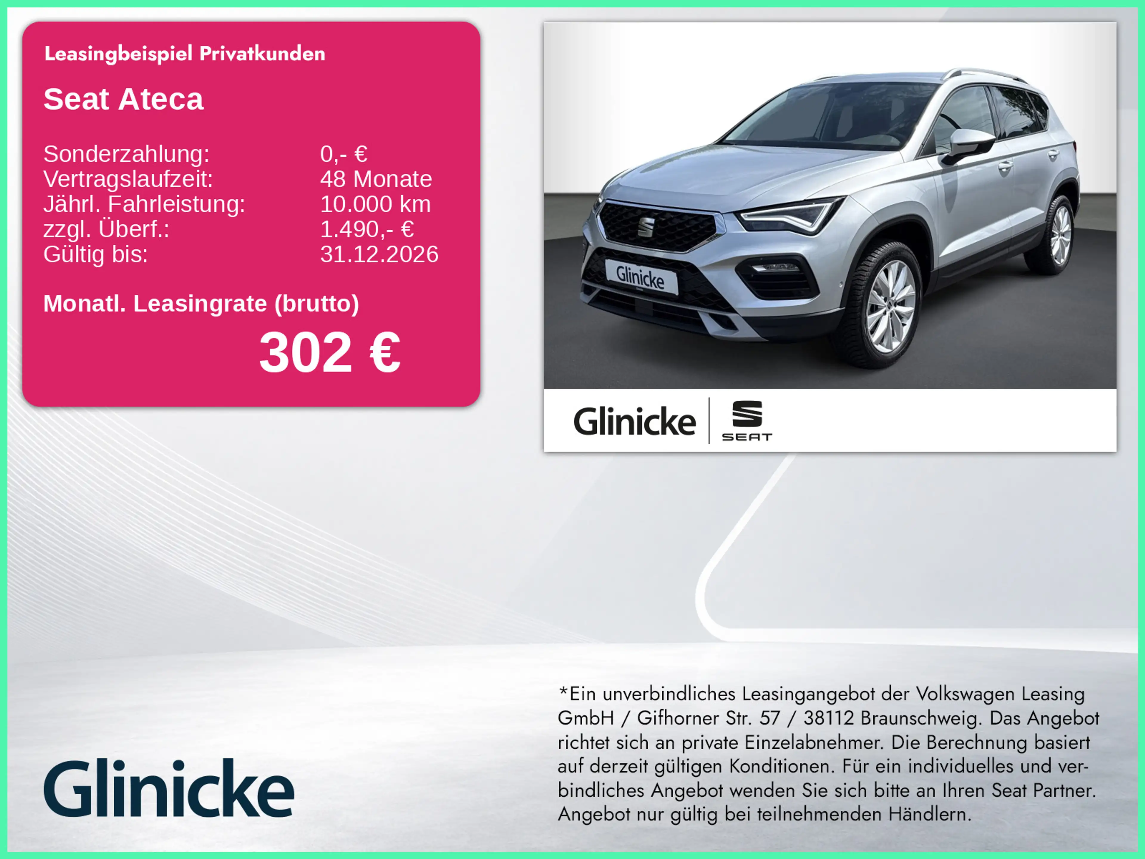 SEAT Ateca Road Edition 1.0 TSI RFK, NAVI, LED (Tages