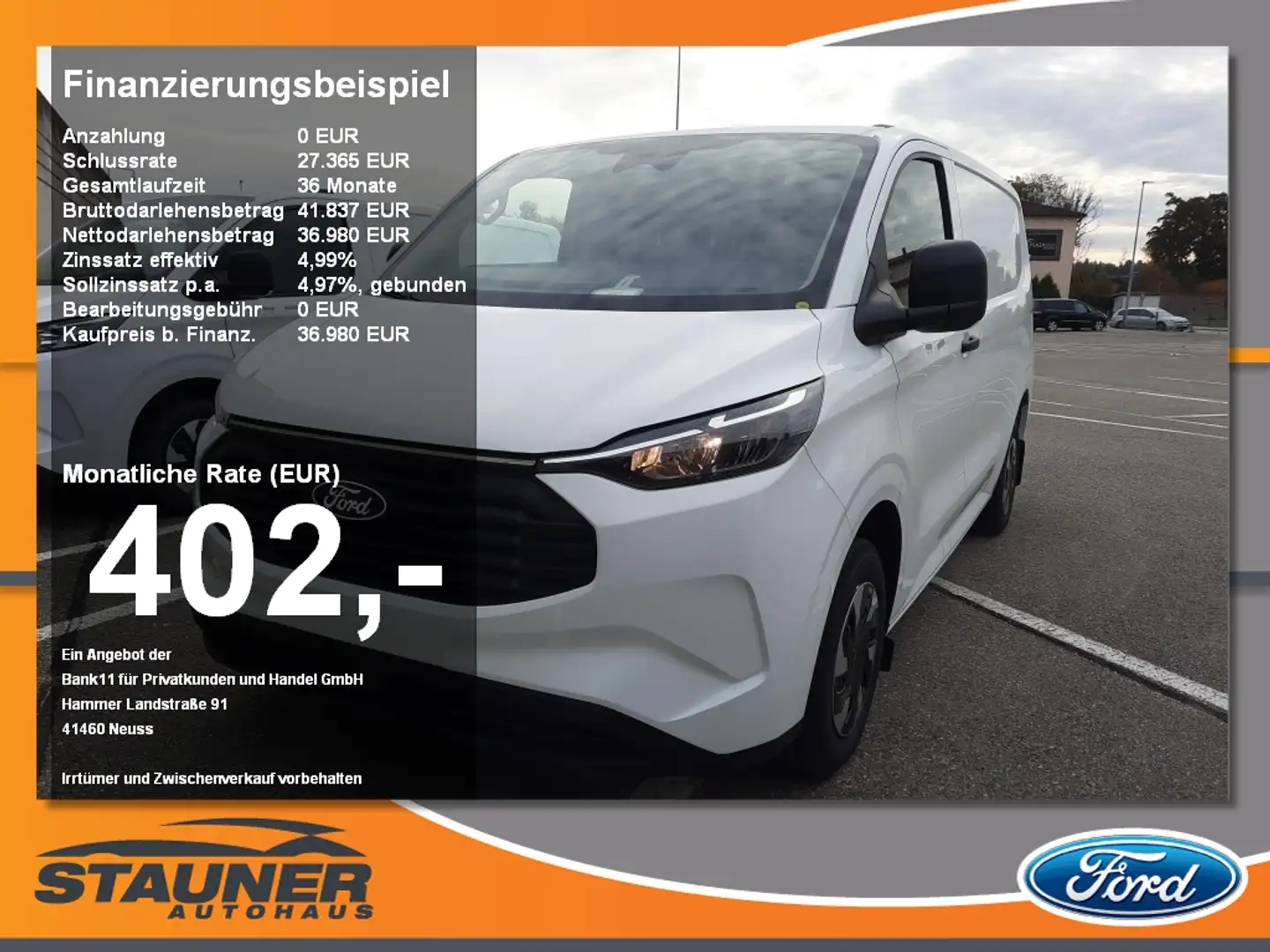 Ford Transit Custom 2.5l PHEV Kasten 320L1 Trend LED Blanc - 1