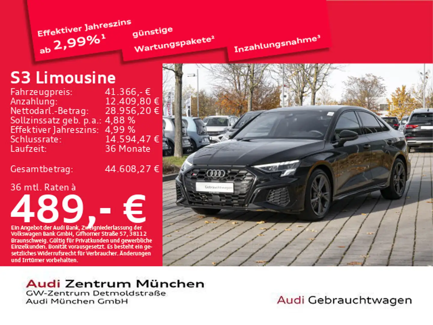 Audi S3 TFSI S tronic B&O/Virtual/Navi/Kame Schwarz - 1