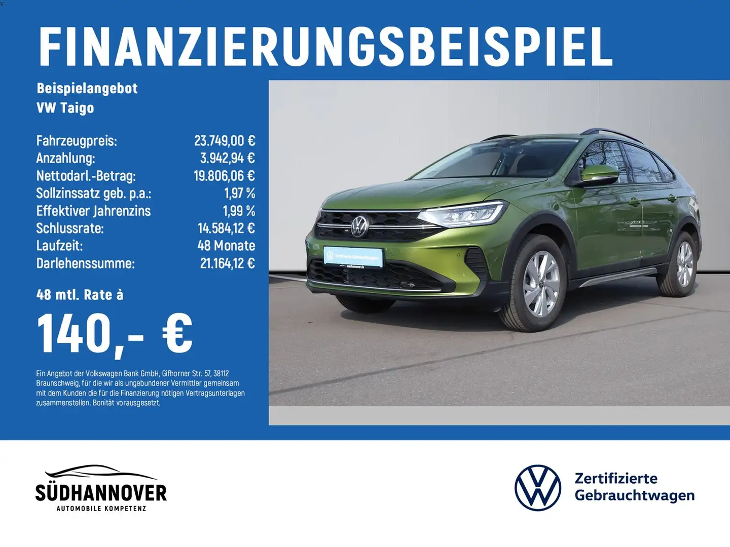 Volkswagen Taigo Life 1.0 TSI DSG AHK+NAVI+LED+SHZ+PDC Green - 2