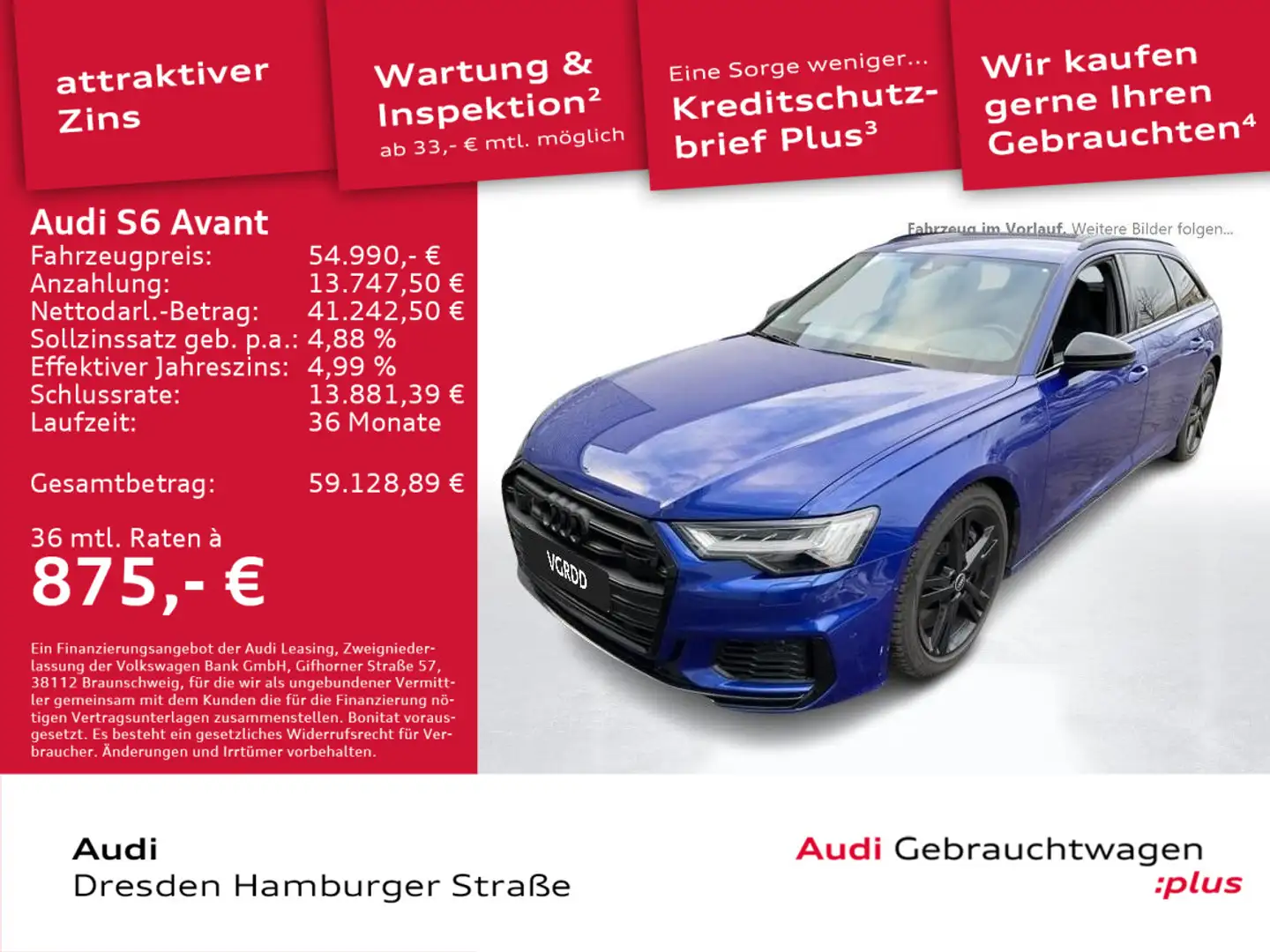 Audi S6 quattro Matrix LED Head-up B&O Standh. Blau - 1