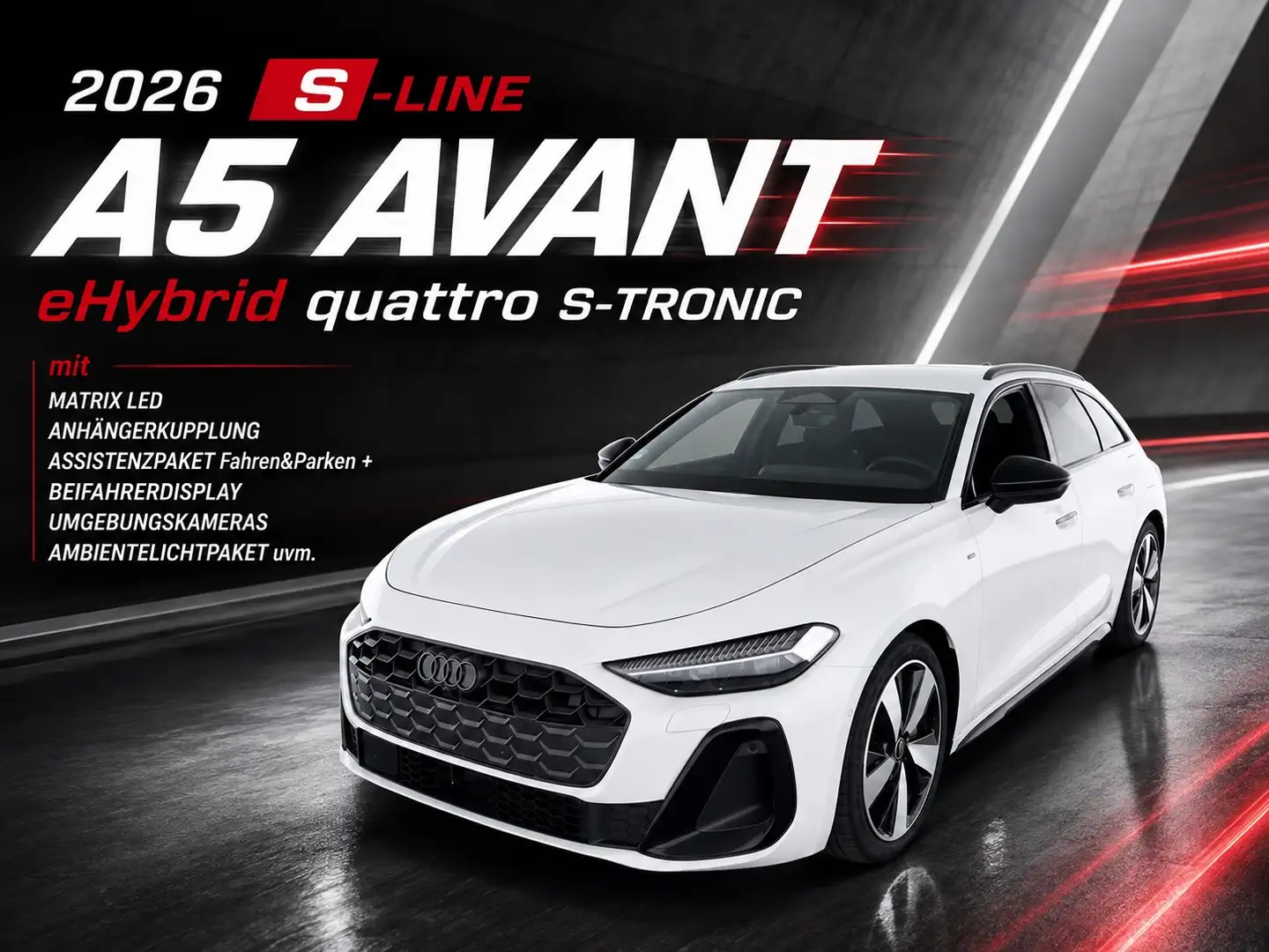 Audi A5 S-LINE A5 Avant 220kW quattro MATRIX AHK LEDER UMGEBUNGSKAMERAS ASSISTENZPAKET+ Soundsystem Weiß - 1