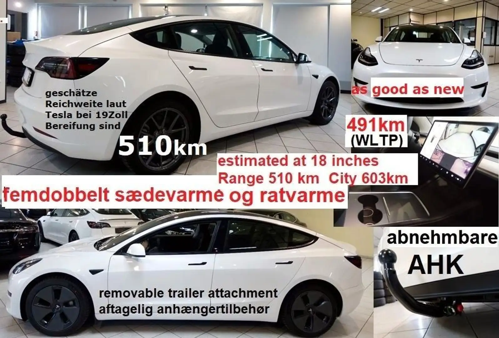 Tesla Model 3 +AHK nahezu neu kaufen auch Tesla an Weiß - 1