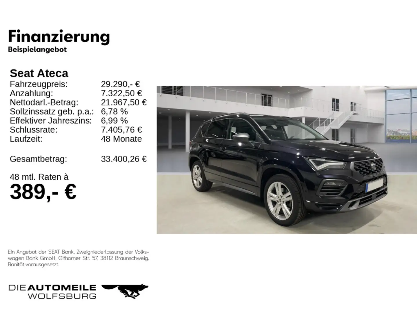 SEAT Ateca FR 2.0TSI 4Drive DSG STANDHZ/ACC/KAM Schwarz - 2