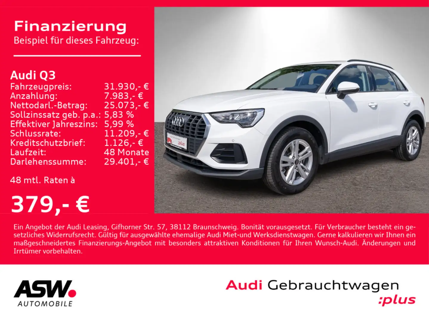 Audi Q3 35TDI Stronic Navi LED GRA PDC SHZ VC Weiß - 1