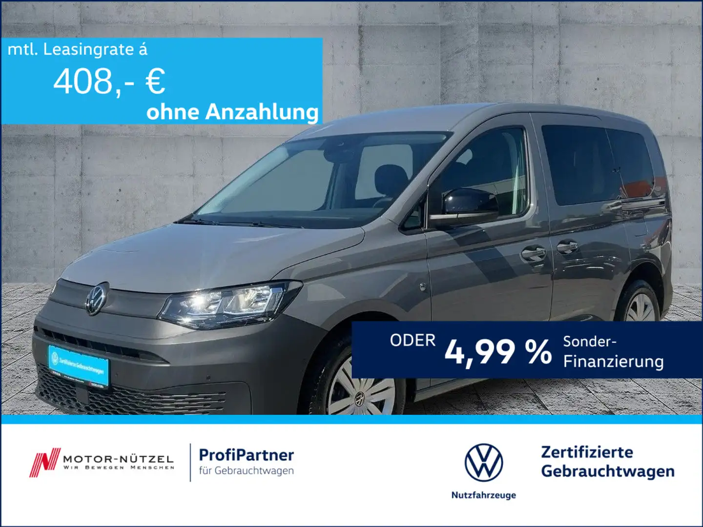 Volkswagen Caddy 1.5 TSI DSG 5JG+NAVI-VORB.+ACC+SHZ+PLA+AHK Grijs - 1