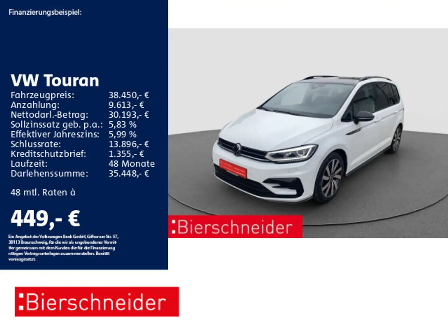 Volkswagen Touran 1.5 TSI DSG R-Line Black 7SITZE AHK PANO Weiß - 1