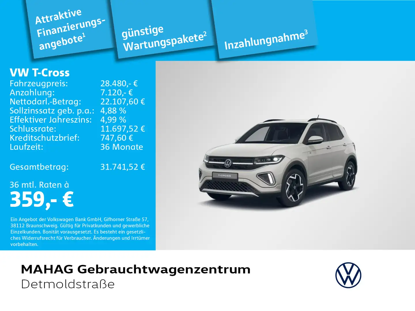 Volkswagen T-Cross R-Line 1.5 TSI AHK IQ.Light IQ.Drive Nav Grau - 1