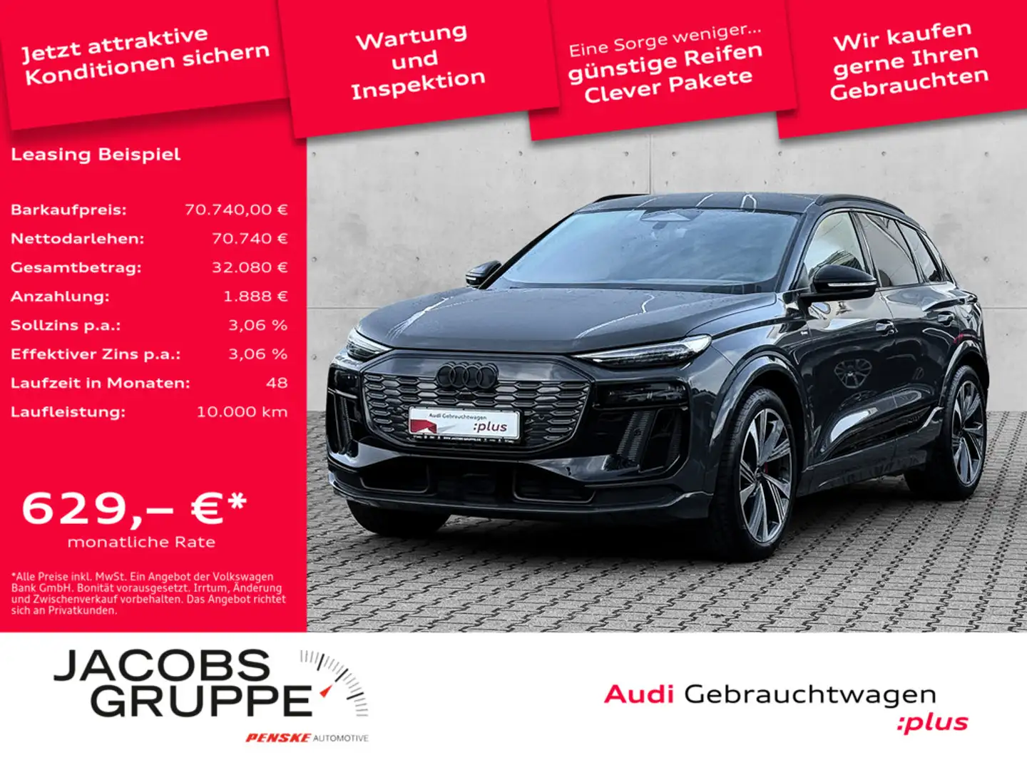 Audi Q6 e-tron 2xS line Matrix/B&O 3D/Kameras/ACC Gris - 1