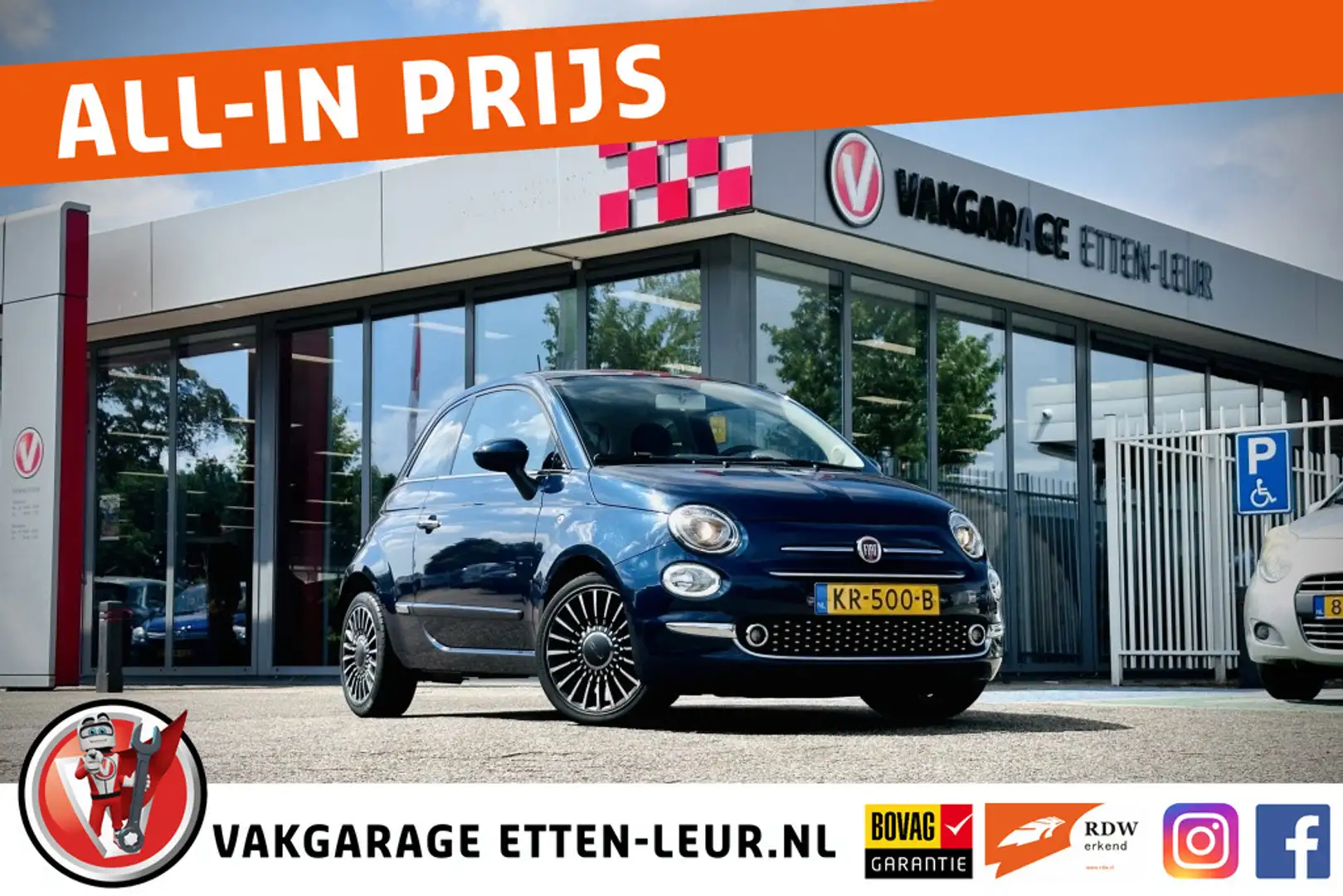 Fiat 500 0.9 TwinAir T Lounge / PANO / AIRCO / BLUETOOTH Bleu - 1