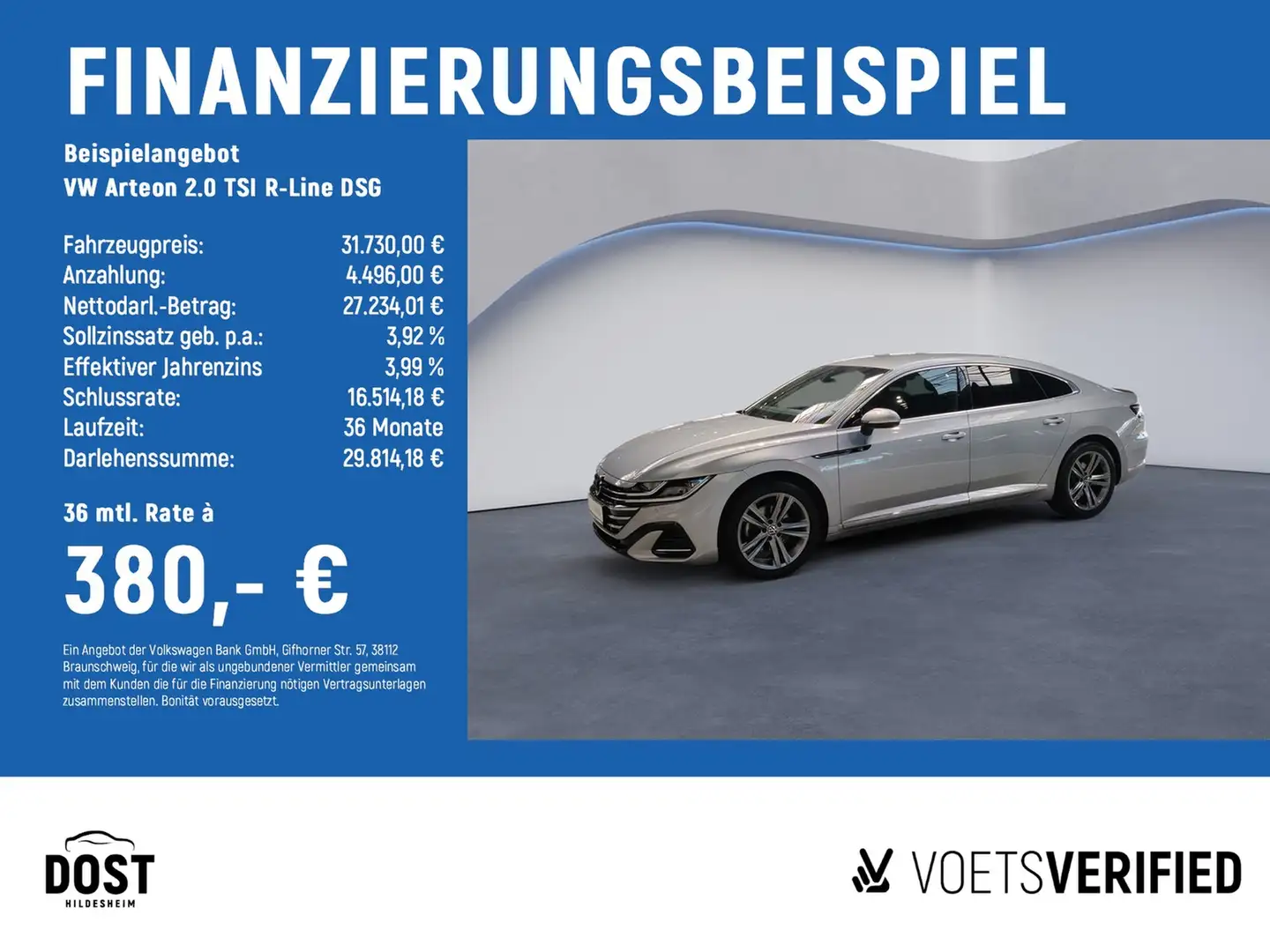 Volkswagen Arteon 2.0 TSI R-Line DSG DAB+KLIMA+LED+NAVI+SHZ Argento - 2