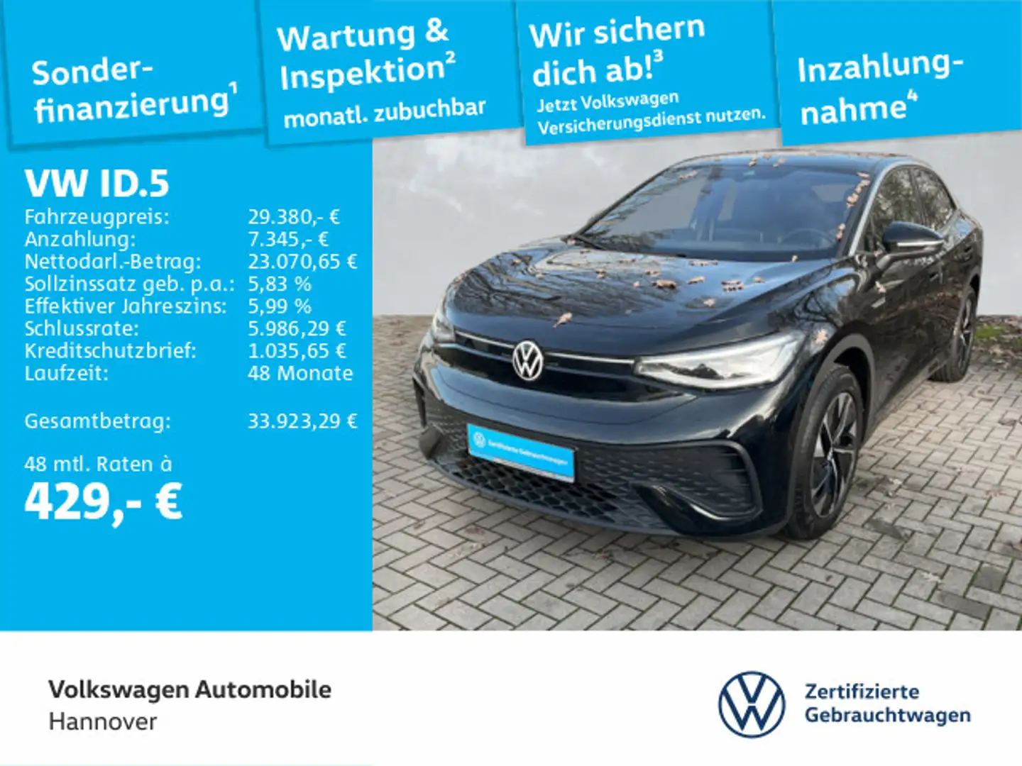 Volkswagen ID.5 Pro Performance Navi AHK Pano Kamera HUD WP Schwarz - 1