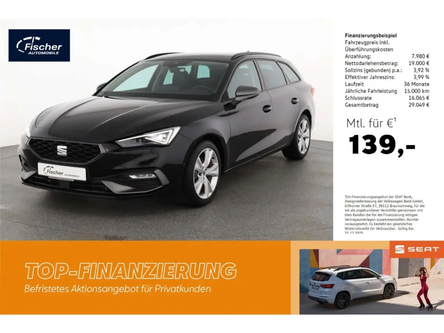 SEAT Leon Sportstourer 1.5 eTSI DSG FR LED/NAV/KAMERA Schwarz - 1