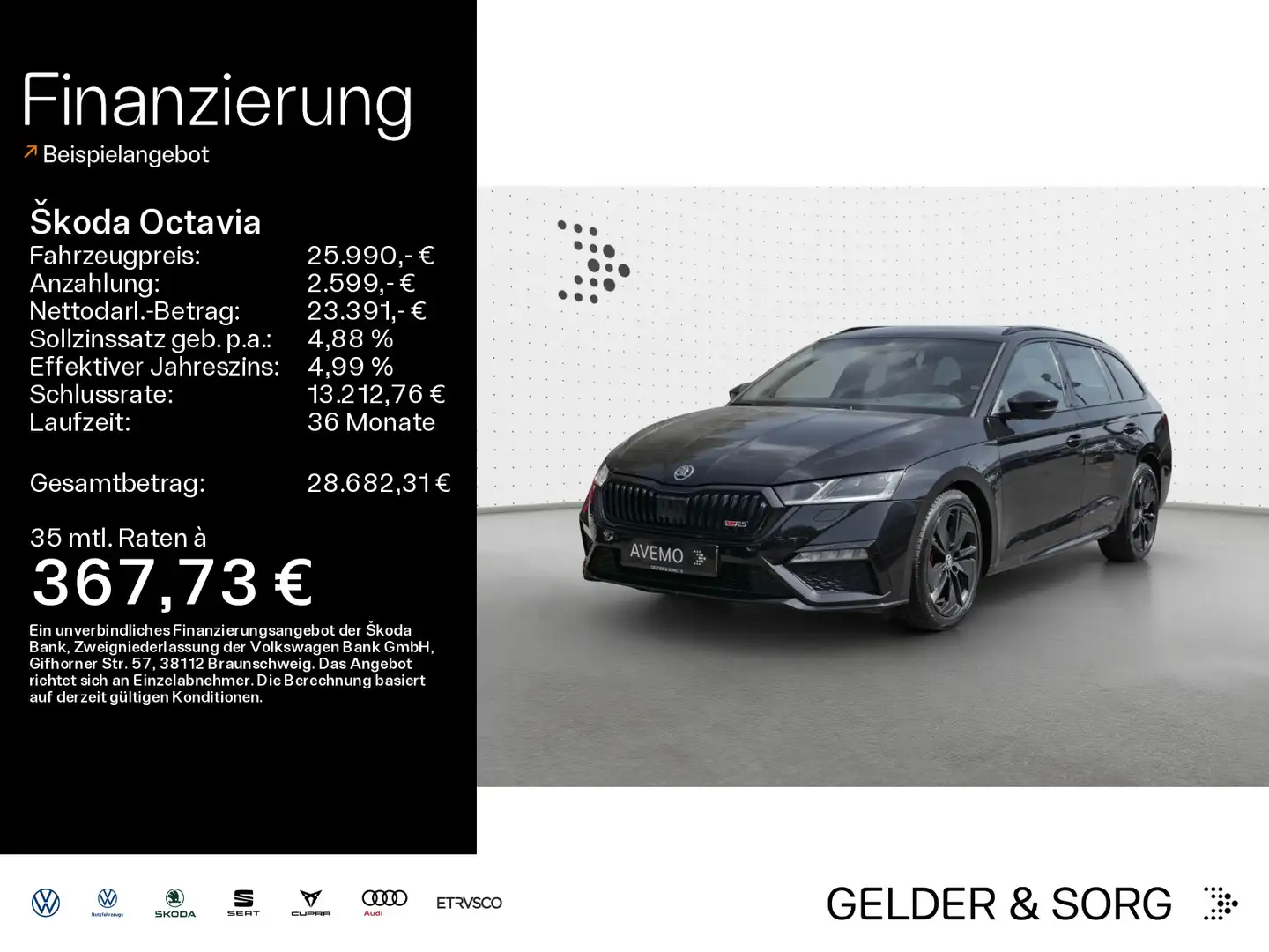 Skoda Octavia Combi RS 2.0 TDI LED*Navi*AHK*HuD Zwart - 1