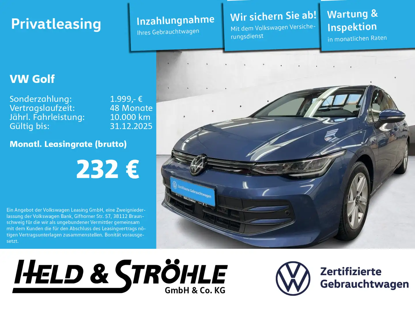 Volkswagen Golf 8 GOAL 1.5 eTSI DSG LED APP SFW TRAVEL DAB+ Blu/Azzurro - 1